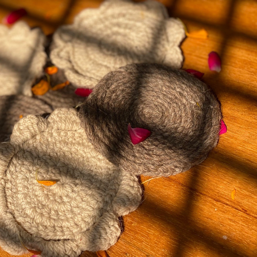 Hand Knitted Coasters ~ Pure Himalayan Wool