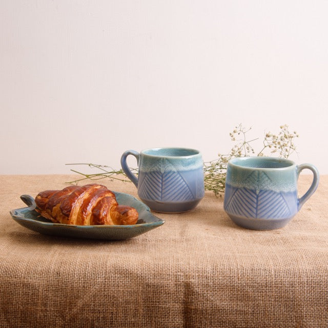 Alsaahil Mug | Light Blue and Light Green | Hand glazed | Microwave Safe