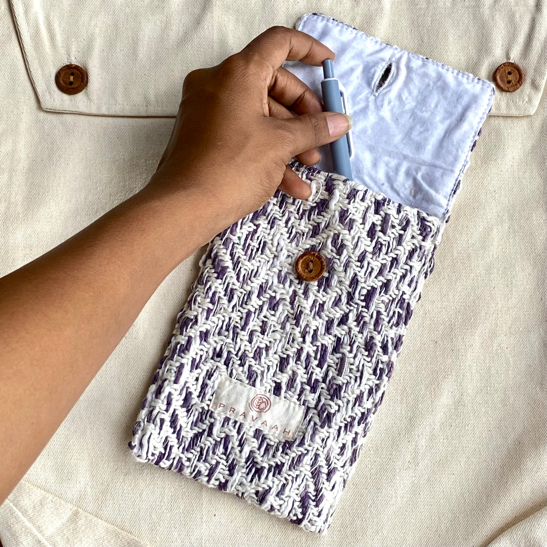 Kys - Multipurpose Handwoven Pouch | Hemp Cotton Blend | Pink | Purple